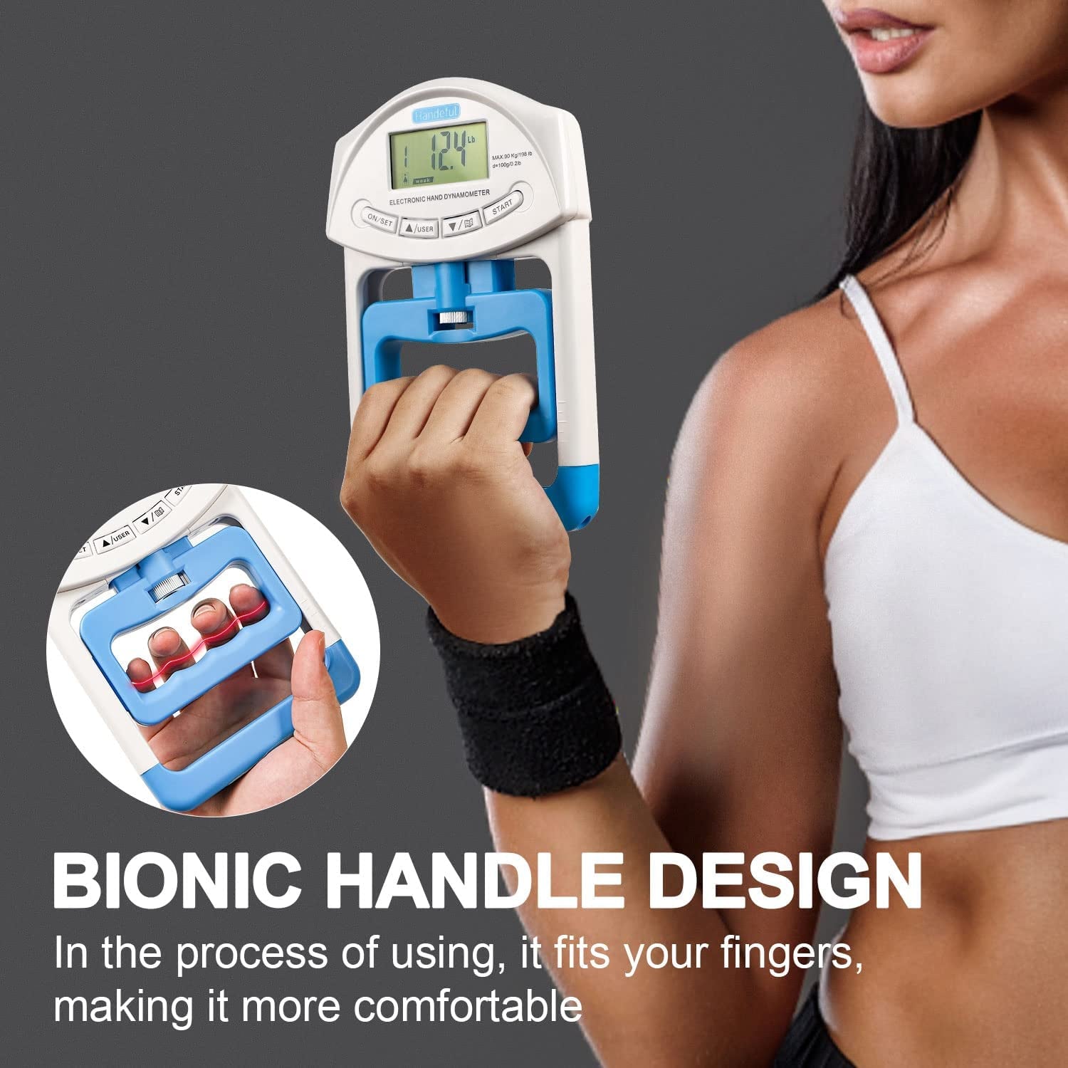 Grip Strength Tester Trainer - Dynamometer Handgrip Measurer Meter, Handheld Strengthener Exerciser for Sports, School, and Home Use