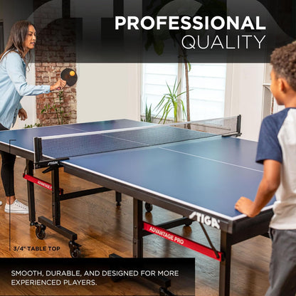 STIGA Advantage Series Indoor Ping Pong Table, Foldable Table Tennis Table - 13, 15, 18, and 25Mm Tabletops - Quickplay 10 Minute Assembly - Playback Mode - Recreational- to Tournament-Level